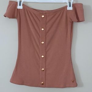 Guess brand Light Pink & Rose Gold Strapless Top - small